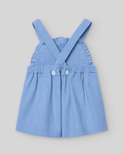 Conjunto de camiseta y falda de tirantes blanco/azul ¨PEONZA¨para niña de marca Paz Rodriguez (Copia)