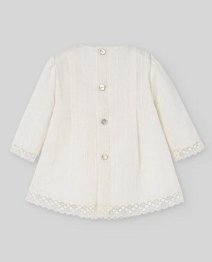 Vestido de algodón blanco de manga larga  para bebé niña Paz Rodriguez