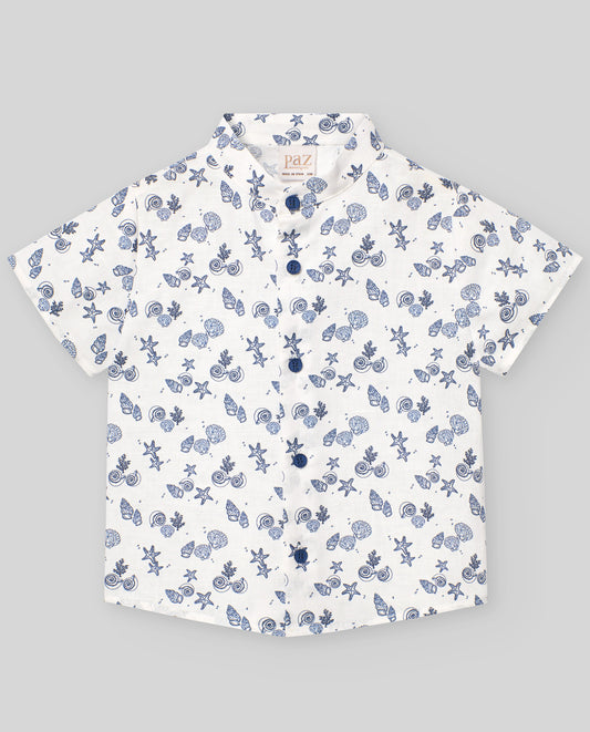 Set de camisa y pantalón de lino corto "Rias" de Paz Rodriguez para niño