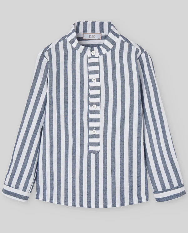 Set de camisa de rayas y pantalón corto azul de Paz Rodriguez para niño