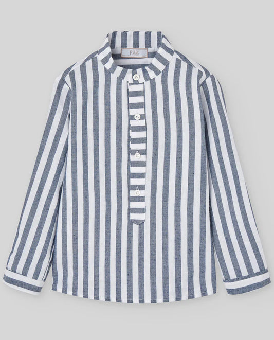 Set de camisa de rayas y pantalón corto azul de Paz Rodriguez para niño