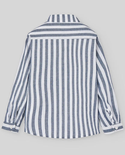 Set de camisa de rayas y pantalón corto azul de Paz Rodriguez para niño