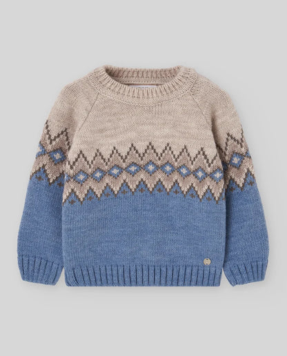 Jersey Greca Nadal beige y azul para niño de la marca  PAZ RODRIGUEZ