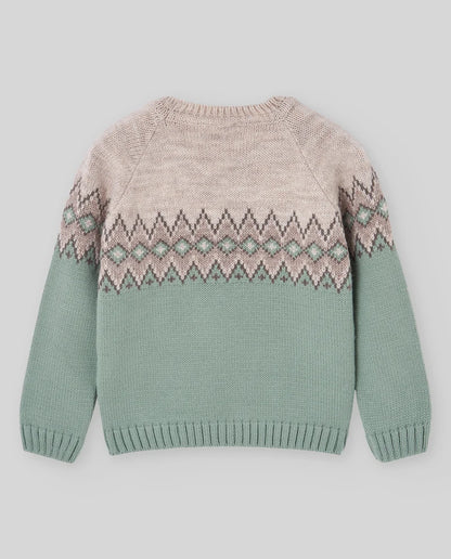 Jersey GRECA NADAL  beige y verde agua para niño de la marca  PAZ RODRIGUEZ
