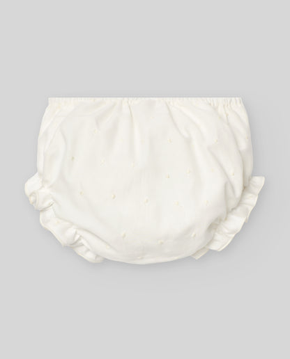 Vestido blanco con bragita y gorro para bebé niña de la marca Paz Rodriguez