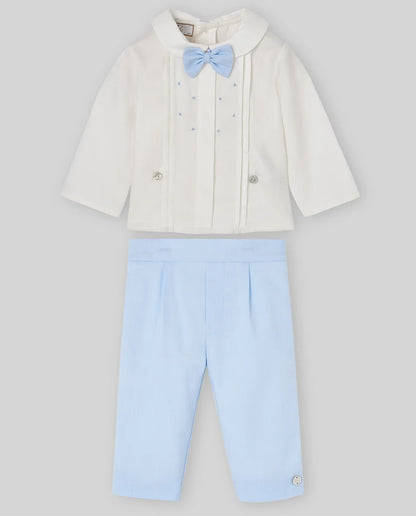Paz Rodriguez long sleeve shirt with bow tie and pants set for boys