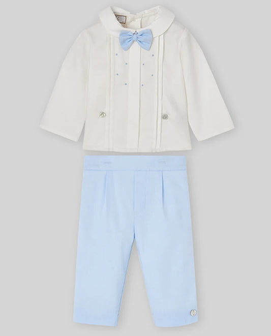 Paz Rodriguez long sleeve shirt with bow tie and pants set for boys