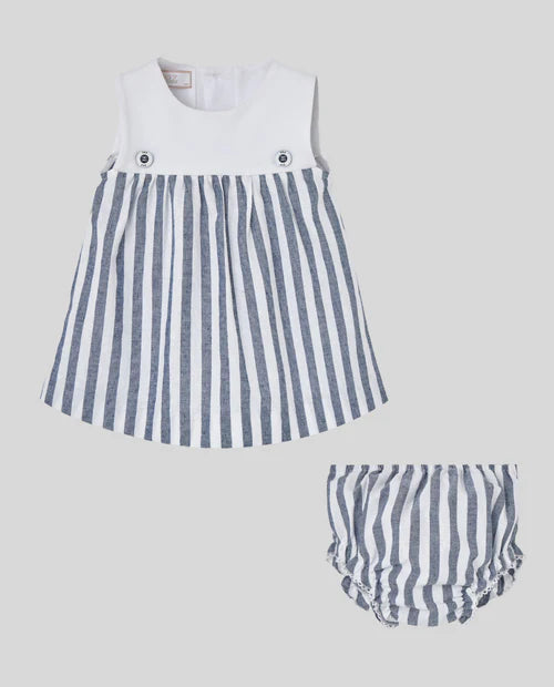 Vestido corto rayas con braguitas para niña de marca Paz Rodriguez