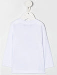 ملابس الأطفال - تي شيرت أبيض بأكمام طويلة وشعار DSQUARED2