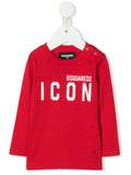 Ropa para niños - Camiseta roja de manga larga y logo Dsquared2