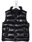 Hooded vest with MONCLER logo patch