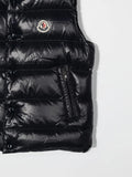 Hooded vest with MONCLER logo patch