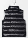 Hooded vest with MONCLER logo patch