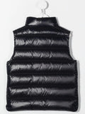 Hooded vest with MONCLER logo patch