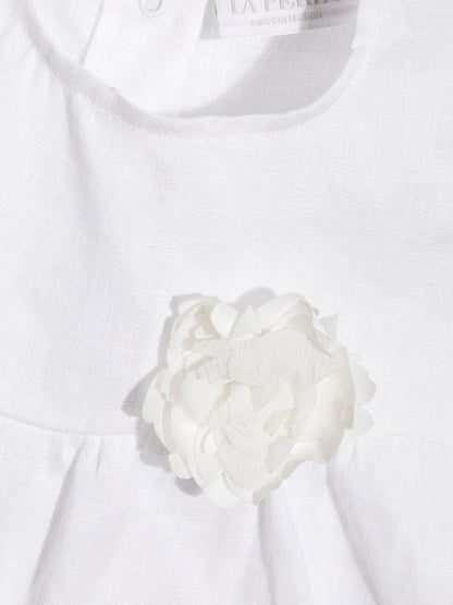 Body con manga corta de lino para bebé niña verano La Perla