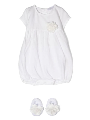 Linen short sleeve bodysuit for baby girls summer La Perla