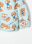 Children's clothing - Teddy Bear print light blue jacket MOSCHINO