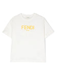 White T-shirt with Fendi logo print from the Fendi Kids brand