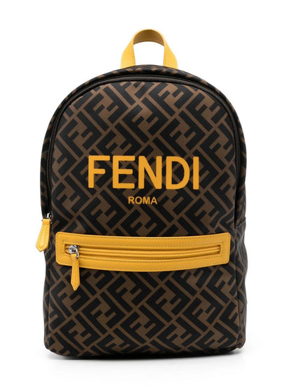 Mochila con monograma marron Fendi Kids para niños