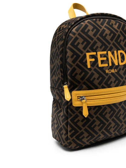 Mochila con monograma marron Fendi Kids para niños