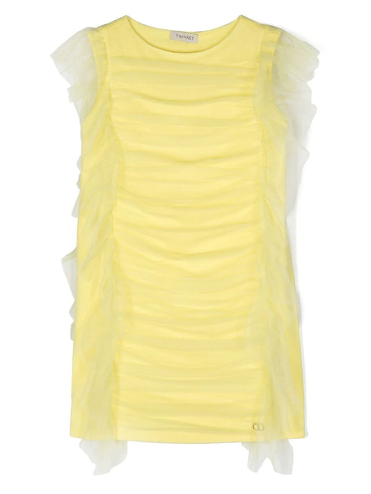 Vestido para niñas sin mangas de tul amarillo TWINSET