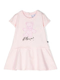 Childrenswear - pink dress with bear and logo print Philipp Plein
