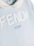 Blue romper suit with embroidered logo FENDI
