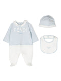 Blue romper suit with embroidered logo FENDI