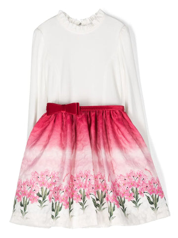 Dress en rose color floral print MONNALISA