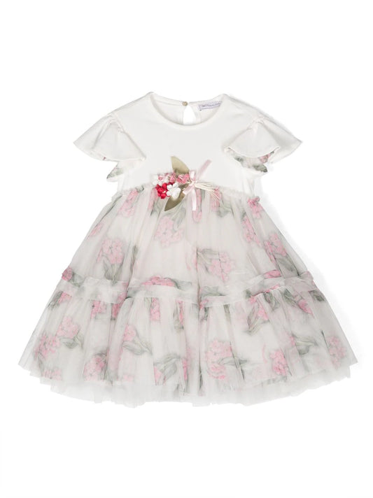 Dress en rose color floral print MONNALISA