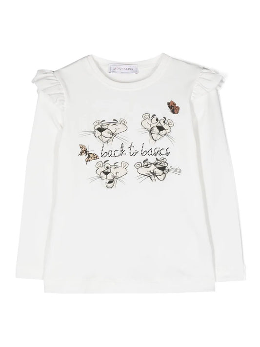 Ropa para niñas- camiseta con estampado Pink Panther Monnalisa