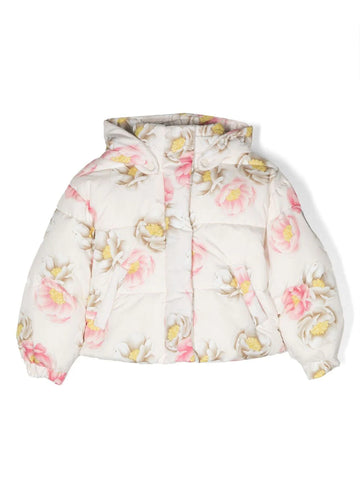 Hooded jacket with floral motif MONNALISA