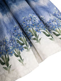 Dress en blue color floral print MONNALISA
