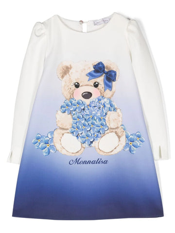 Blue dress with MONNALISA bear motif