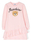 Pink sweatshirt style dress with logo print MOSCHINO