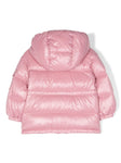 Hooded coat with logo patch MONCLER