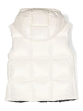 Chaleco blanco acolchado con capucha y logo MONCLER