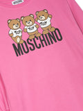 Ropa para niñas -  vestido color rosa fuxia con tres ositos y logo MOSCHINO