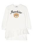 Childrenswear - white sweatshirt style dress with logo print MOSCHINO