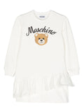 Childrenswear - white sweatshirt style dress with logo print MOSCHINO
