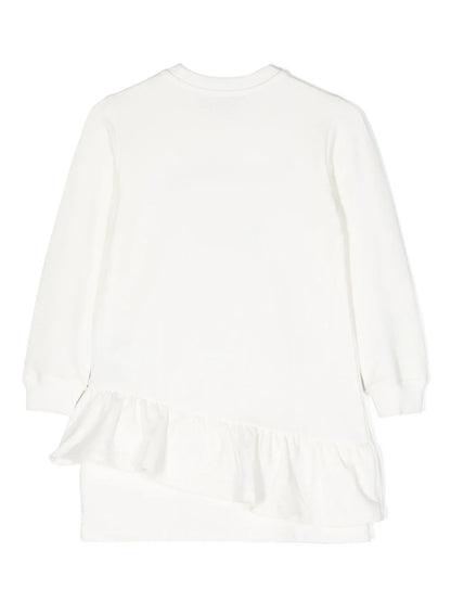 Childrenswear - white sweatshirt style dress with logo print MOSCHINO