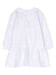 فستان أبيض مع تصميم تيدي بير من موسكينو