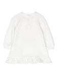 White dress with long sleeves with logo print MOSCHINO