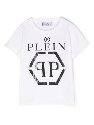Camiseta blanca óptico con logo estampado Philipp Plein