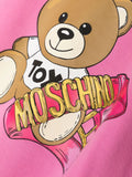 ملابس البنات - سويت شيرت من النوع الثقيل باللون الوردي الفوشيا مع طباعة الدب وشعار MOSCHINO