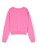 ملابس البنات - سويت شيرت من النوع الثقيل باللون الوردي الفوشيا مع طباعة الدب وشعار MOSCHINO