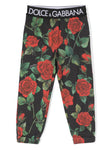 Trousers with rose-print and logo on the waistband Dolce & Gabbana
