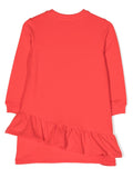 ملابس الأطفال - فستان أحمر من النوع الثقيل مع شعار MOSCHINO المطبوع