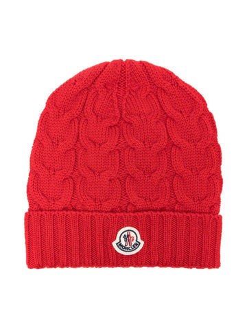 Ribbed knitted cap with MONCLER logo applique