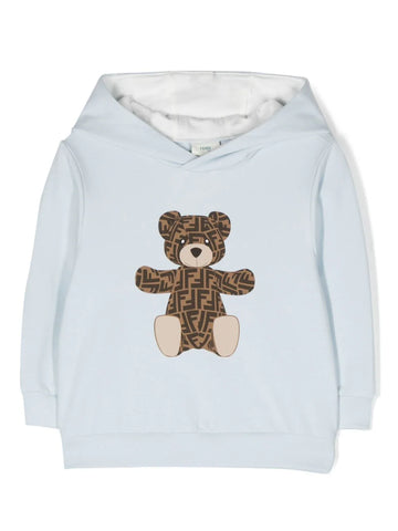 Blue hooded sweatshirt with bear motif Fendi Kids